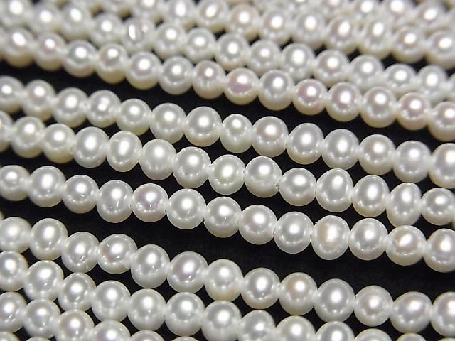 【動画】淡水真珠AA++ ポテト3mm ホワイト 1連(約37cm)の画像