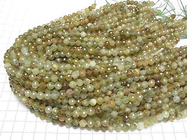 【動画】【素晴らしい輝き】グロッシュラーガーネットAA+ 128面ラウンドカット6.5mm 半連/1連(約37cm) サムネイル4