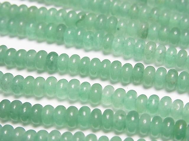 【動画】グリーンアベンチュリン ロンデル(ボタン)4×4×2mm 1連(約36cm)の画像