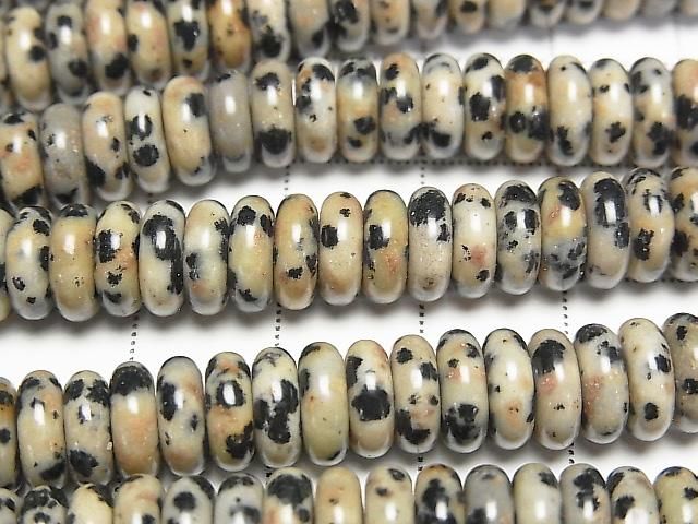【動画】ダルメシアンジャスパー ロンデル(ボタン)8×8×3mm 1連(約37cm) サムネイル2