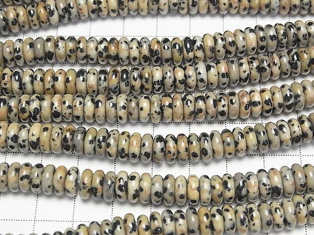 【動画】ダルメシアンジャスパー ロンデル(ボタン)8×8×3mm 1連(約37cm) サムネイル3