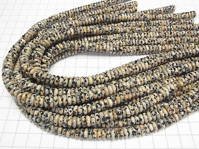 【動画】ダルメシアンジャスパー ロンデル(ボタン)8×8×3mm 1連(約37cm) サムネイル4