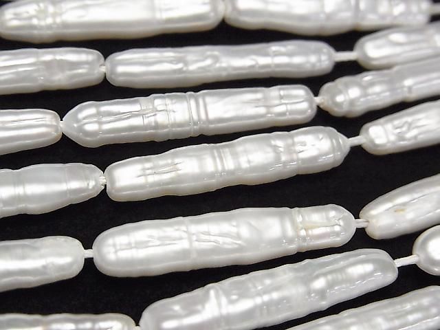【動画】淡水真珠AA スティック24~26mm ホワイト 1連(約36cm)の画像