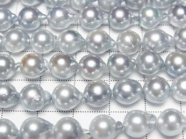 【動画】国産アコヤ真珠AA セミラウンド~ヒレバロック7.5mm シルバーブルー 1連(約38cm) サムネイル2