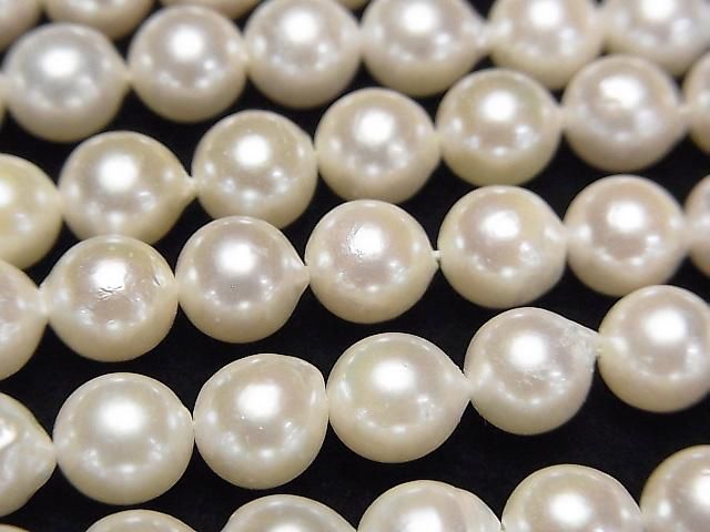【動画】国産アコヤ真珠AA++ セミラウンド6.5mm ホワイト 半連/1連(約38cm)の画像
