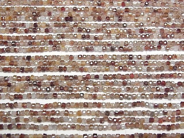【動画】【素晴らしい輝き】天然ブラウンジルコンAA+ キューブカット2×2×2mm 1連(約37cm) サムネイル3
