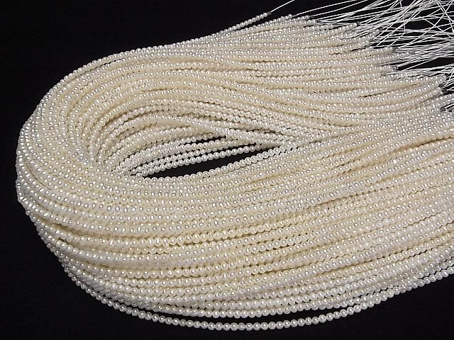【動画】淡水真珠AAA- セミラウンド~ポテト3~3.5mm ホワイト 1連(約38cm) サムネイル4