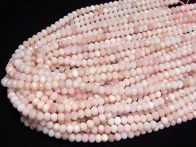 【動画】【素晴らしい輝き】ピンクオパールAA++ ボタンカット6×6×4mm 半連/1連(約37cm) サムネイル4