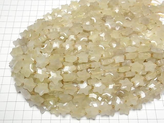 【動画】レモンクォーツ スターカット14×14mm 半連/1連(約34cm) サムネイル4
