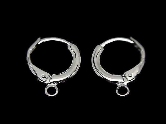 Silver925 カン付フープピアス12mm ロジウム 1ペアの画像
