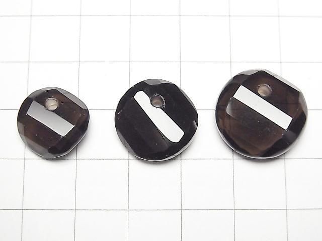 【動画】スモーキークォーツAAA- ツイスト×多面コインカット 【14mm】【16mm】【18mm】 【ダークカラー】 5粒 サムネイル2