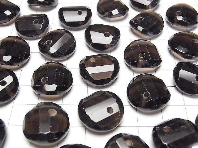 【動画】スモーキークォーツAAA- ツイスト×多面コインカット 【14mm】【16mm】【18mm】 【ダークカラー】 5粒 サムネイル3