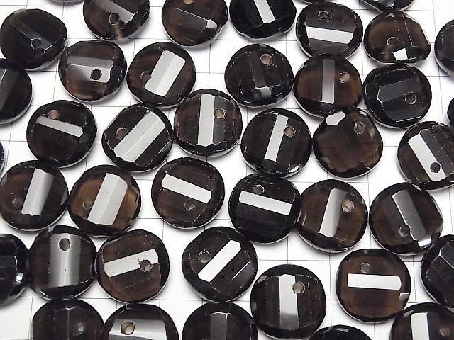 【動画】スモーキークォーツAAA- ツイスト×多面コインカット 【14mm】【16mm】【18mm】 【ダークカラー】 5粒 サムネイル4