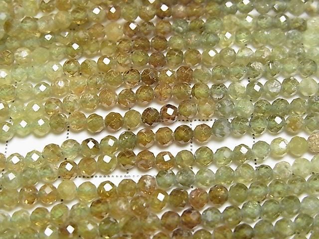 【動画】【素晴らしい輝き】グロッシュラーガーネットAA++ ラウンドカット3mm カラーグラデーション 1連(約37cm) サムネイル2