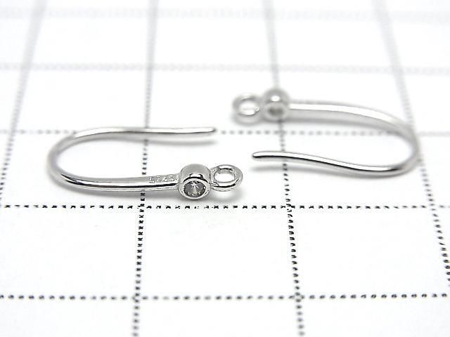 Silver925 ピアスフック(CZ付)15×8mm ロジウム 1ペア(2ピース) サムネイル2