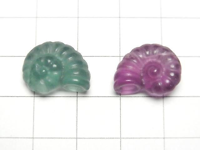 【動画】マルチカラーフローライトAAA- アンモナイトの化石モチーフ 13×16mm 【穴なし】 5個 サムネイル2