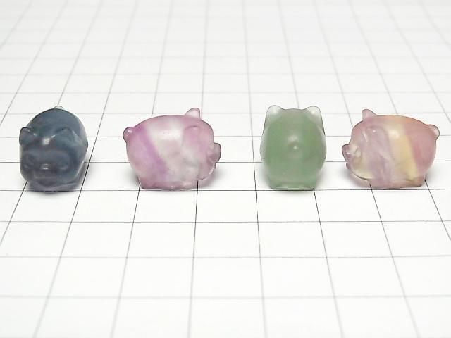 【動画】マルチカラーフローライトAAA- 豚モチーフ 12×12mm 【穴なし】 5個 サムネイル3