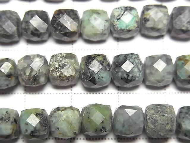 【動画】【素晴らしい輝き】アフリカンターコイズ キューブカット7×7×7mm 半連/1連(約34cm) サムネイル2