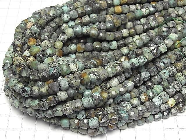 【動画】【素晴らしい輝き】アフリカンターコイズ キューブカット7×7×7mm 半連/1連(約34cm) サムネイル4