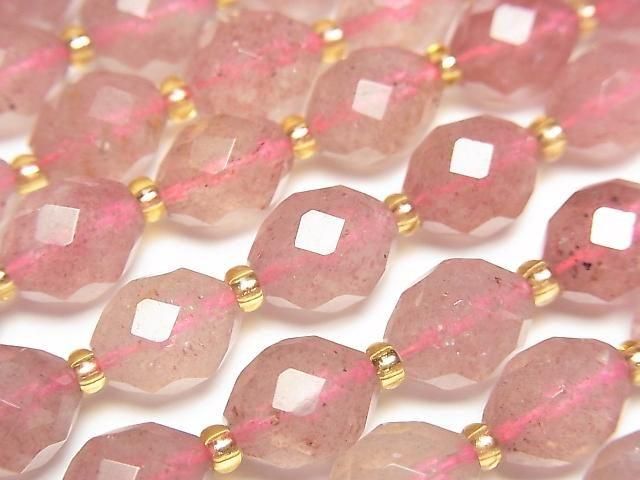 【動画】【素晴らしい輝き】ピンクエピドートAA+ ライスカット10×8×8mm 半連/1連(約34cm)の画像