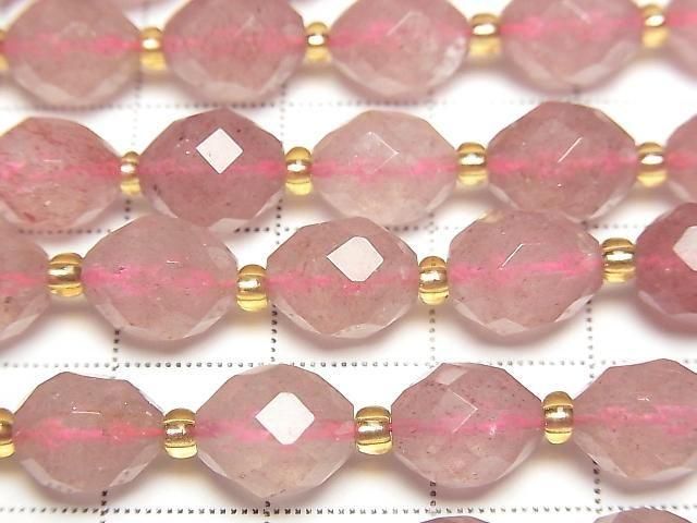 【動画】【素晴らしい輝き】ピンクエピドートAA+ ライスカット10×8×8mm 半連/1連(約34cm) サムネイル2