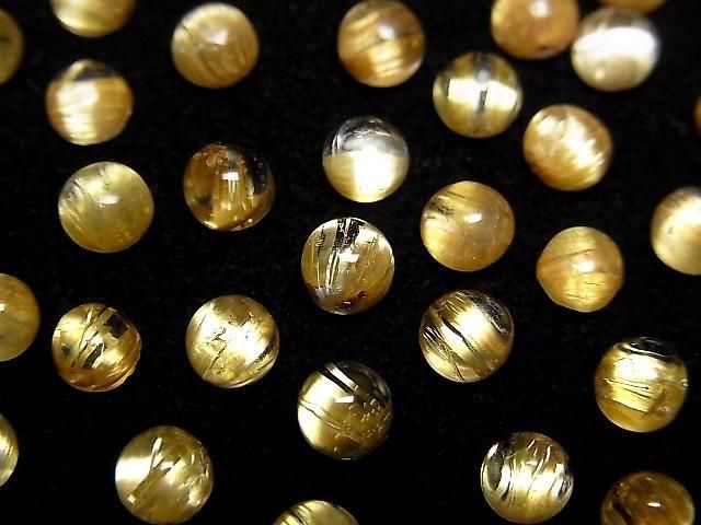 【動画】高品質ルチルクォーツAAA ラウンド カボション 5mm弱 3個の画像