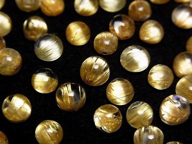 【動画】高品質ルチルクォーツAAA ラウンド カボション 6mm弱 3個の画像