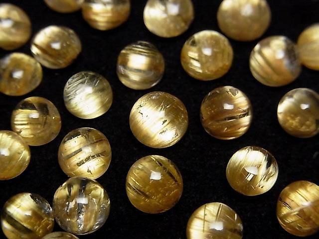 【動画】高品質ルチルクォーツAAA ラウンド カボション 7mm弱 2個の画像