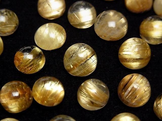 【動画】高品質ルチルクォーツAAA ラウンド カボション 8mm弱 1個の画像