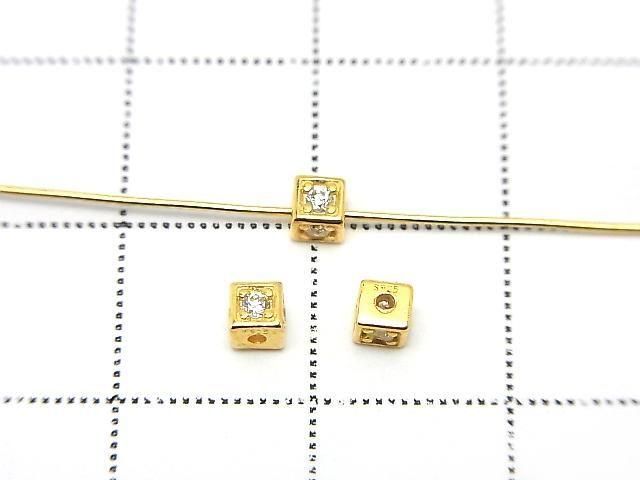 Silver925 キューブ3×3×3mm(CZ付) 18KGP 2個 サムネイル2