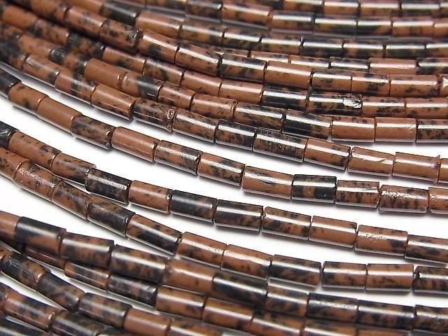 【動画】マホガニーオブシディアン チューブ4×2×2mm 1連(約36cm)の画像