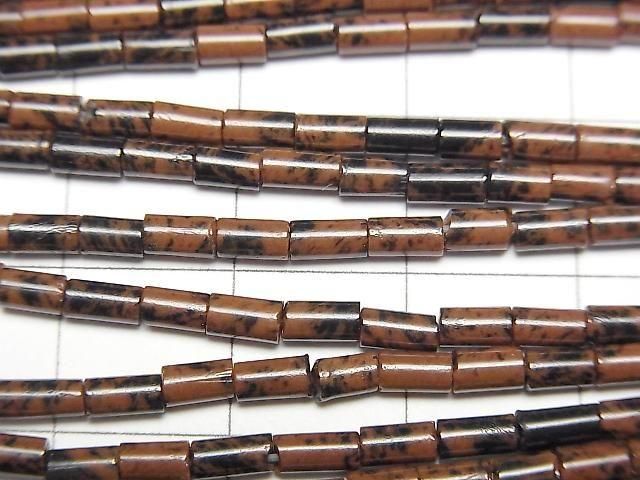 【動画】マホガニーオブシディアン チューブ4×2×2mm 1連(約36cm) サムネイル2