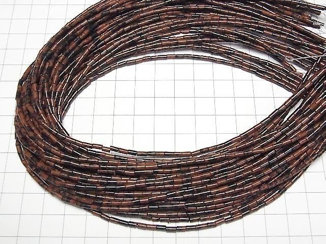 【動画】マホガニーオブシディアン チューブ4×2×2mm 1連(約36cm) サムネイル4