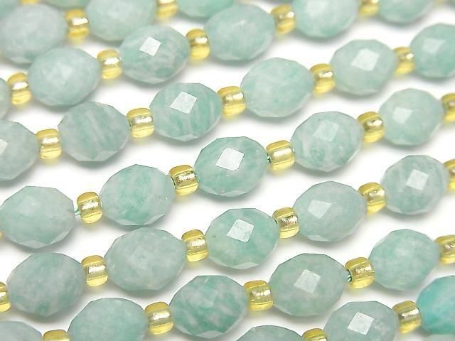 【動画】【素晴らしい輝き】アマゾナイトAA ライスカット7×6mm 1連(約37cm)の画像