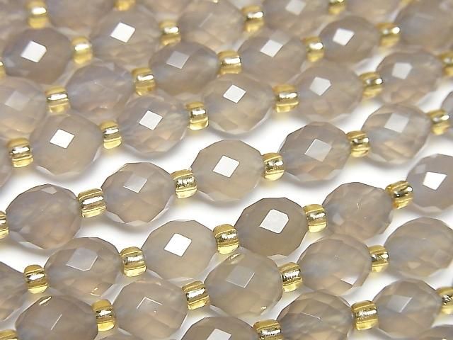 【動画】【素晴らしい輝き】グレーオニキス ライスカット8×6.5mm 1連(約37cm)の画像