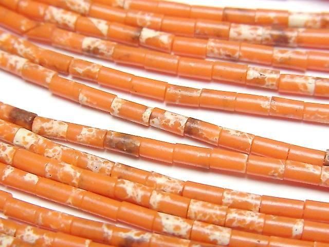 【動画】オレンジカラーカオリン チューブ4×2×2mm 1連(約36cm)の画像