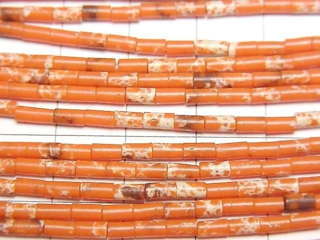 【動画】オレンジカラーカオリン チューブ4×2×2mm 1連(約36cm) サムネイル2