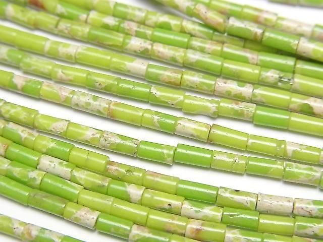 【動画】ライトグリーンカラーカオリン チューブ4×2×2mm 1連(約36cm)の画像