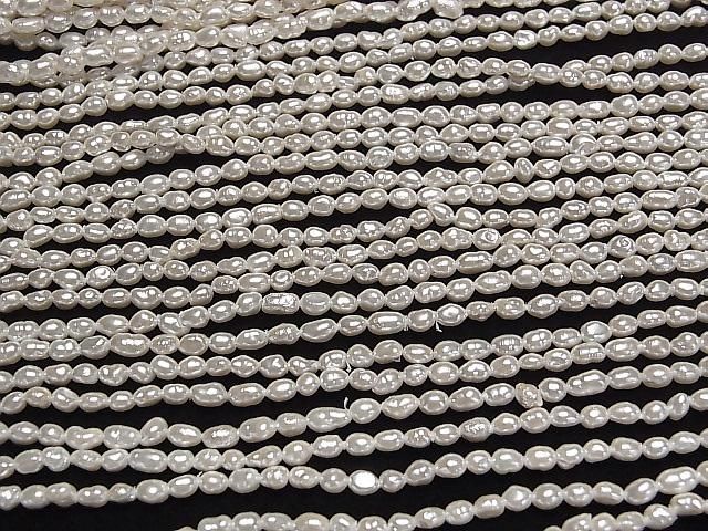 【動画】淡水真珠AA ホワイト バロック3.5~4mm パールコーティング 1連(約38cm) サムネイル3