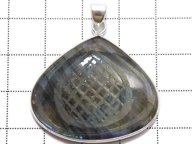 【動画】【1点もの】レインボーラブラドライトAAA- 彫刻入りペンダントトップ SILVER925製 NO.44 サムネイル2