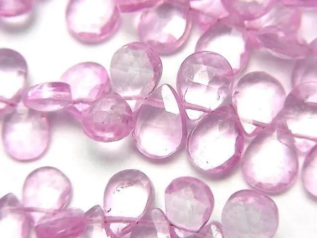 【動画】宝石質ピンクトパーズAA++ ペアシェイプ ブリオレットカット 半連/1連(約12cm)の画像