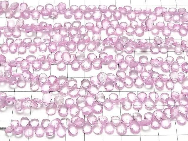 【動画】宝石質ピンクトパーズAA++ ペアシェイプ ブリオレットカット 半連/1連(約12cm) サムネイル3