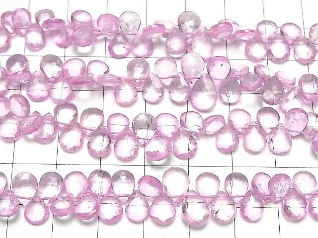 【動画】宝石質ピンクトパーズAA++ ペアシェイプ ブリオレットカット 半連/1連(約12cm) サムネイル4