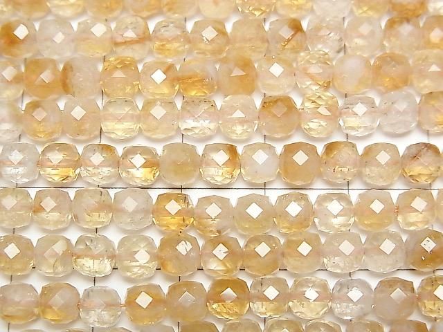 【動画】【素晴らしい輝き】バイカラーシトリンAA+ キューブカット4.5×4.5×4.5mm 1連(約37cm) サムネイル2