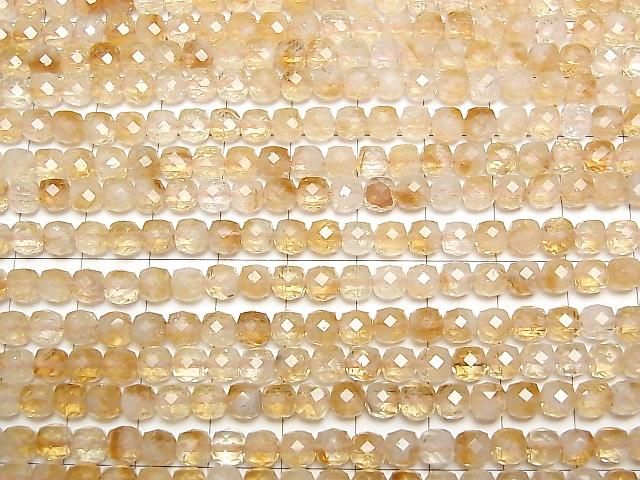 【動画】【素晴らしい輝き】バイカラーシトリンAA+ キューブカット4.5×4.5×4.5mm 1連(約37cm) サムネイル3