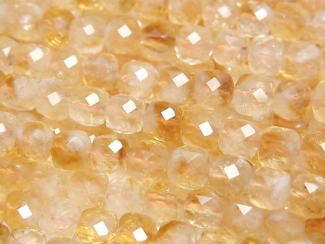 【動画】【素晴らしい輝き】バイカラーシトリンAA++ キューブカット6×6×6mm 半連/1連(約36cm)の画像