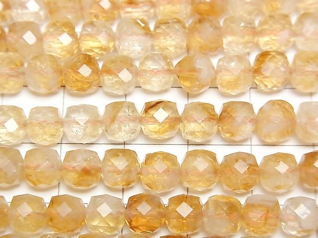 【動画】【素晴らしい輝き】バイカラーシトリンAA++ キューブカット6×6×6mm 半連/1連(約36cm) サムネイル2