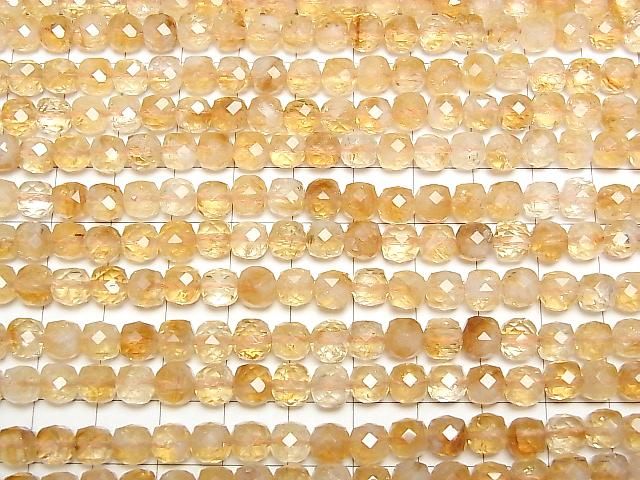 【動画】【素晴らしい輝き】バイカラーシトリンAA++ キューブカット6×6×6mm 半連/1連(約36cm) サムネイル3