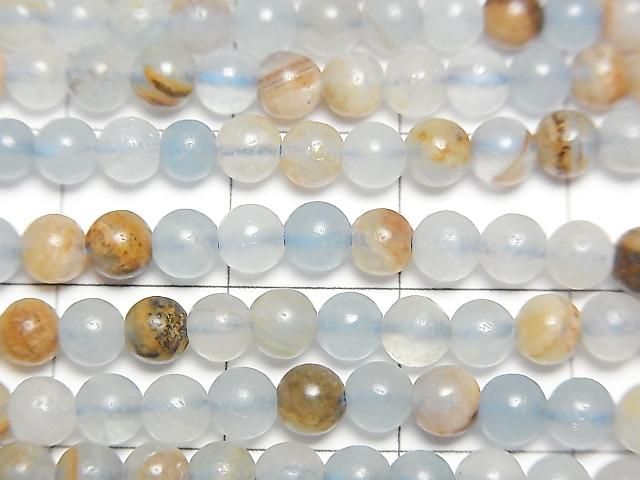 【動画】母岩付き天然ブルーカルサイト ラウンド4mm 1連(約37cm) サムネイル2