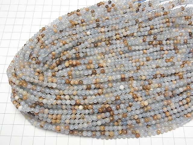 【動画】母岩付き天然ブルーカルサイト ラウンド4mm 1連(約37cm) サムネイル4